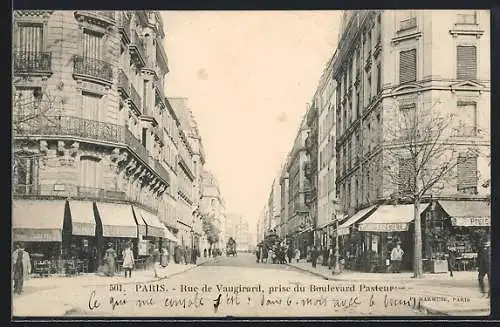 AK Paris, Rue de Vaugirard, prise du Boulevard pasteur