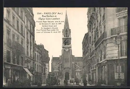 AK Paris, Rue Gerbert et l`Église Saint-Lambert