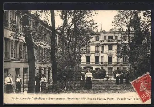 AK Paris, Ecole Normale Catholique d`Enseignement Supérieur, 159 Rue de Sèvres, Facade sur le jardin