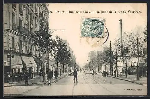 AK Paris, Rue de la Convention, prise de la rue de Vaugirard