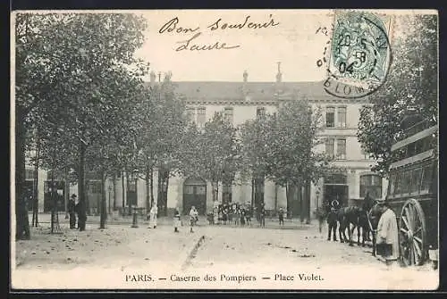 AK Paris, Caserne des Pompiers, Place Violet, Feuerwehr-Station