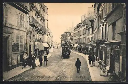 AK Paris, Rue d`Auteuil, Pferdebahn