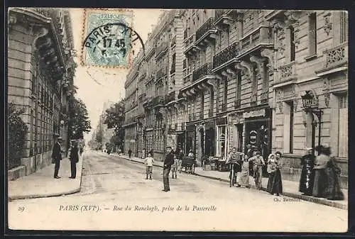 AK Paris, Rue du Ranelagh, prise de la Passerelle, Café-Restaurant