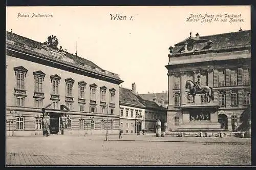 AK Wien, Palais Pallavicini, Josefs-Platz mit Denkmal