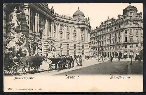 AK Wien, Michaelerplatz mit Schauflergasse