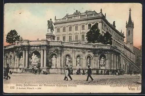 AK Wien, Albrechtsplatz, Franz Josefbrunnen mit Monument Erzherzog Albrecht