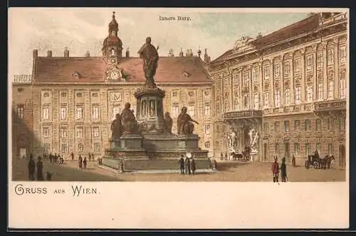 Lithographie Wien, Partie in der Inneren Burg