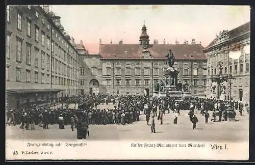 AK Wien, Franzensplatz mit Burgmusik, Kaiser Franz-Monument