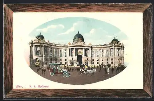 AK Wien, Auto vor der k. k. Hofburg, Passepartout