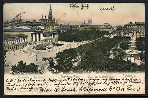 AK Wien, Franzens-Ring mit Parlament und Rathaus