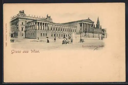 AK Wien, Passanten vor dem Reichsrathsgebäude