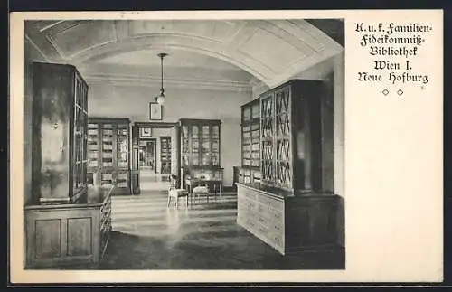 AK Wien, Neue Hofburg, KuK Familien-Fideikomiss-Bibliothek, Innenansicht