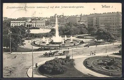 AK Wien, Leuchtbrunnen auf dem Schwarzenbergplatz