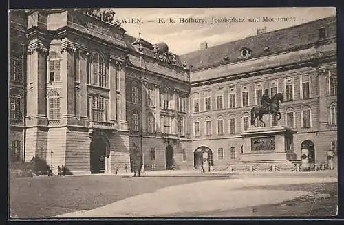 AK Wien, K. k. Hofburg, Josefsplatz und Monument