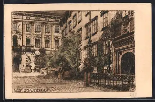 Künstler-AK Wien, Blick in den Schweizerhof