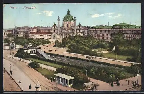 AK Wien, Passanten auf dem Karlsplatz