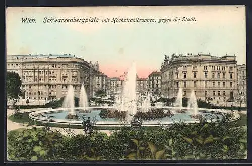 AK Wien, Schwarzenbergplatz mit Hochstrahlbrunnen