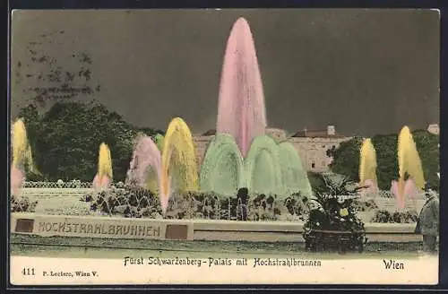 AK Wien, Fürst Schwarzenberg-Palais mit Hochstrahlbrunnen