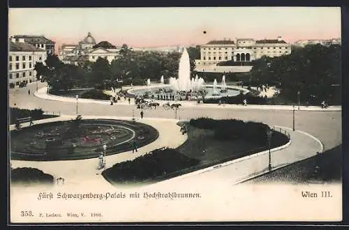 AK Wien, Fürst Schwarzenberg-Palais und Hochstrahlbrunnen