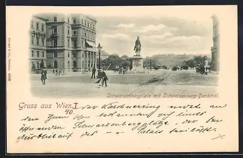 AK Wien, Schwarzenbergplatz mit Schwarzenberg-Denkmal