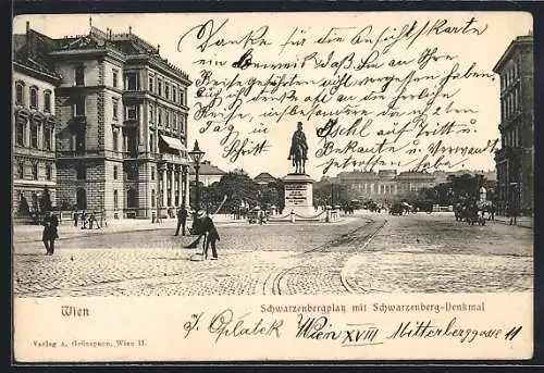 AK Wien, Schwarzenbergplatz mit Schwarzenberg-Denkmal