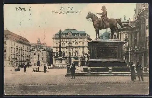 AK Wien, Radetzky-Monument am Hof