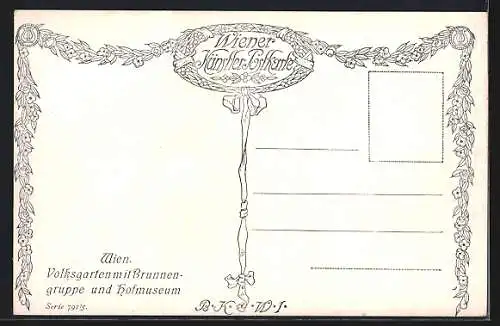 Künstler-AK Brüder Kohn (B.K.W.I) Nr. 791 /5: Wien, Volksgarten mit Brunnengruppe und Hofmuseum