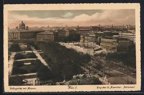 AK Wien, Volksgarten mit Museen, Ring des 12. November, Parlament