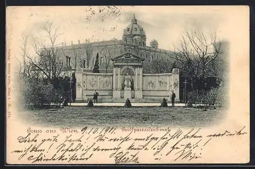 AK Wien, Blick auf das Grillparzerdenkmal