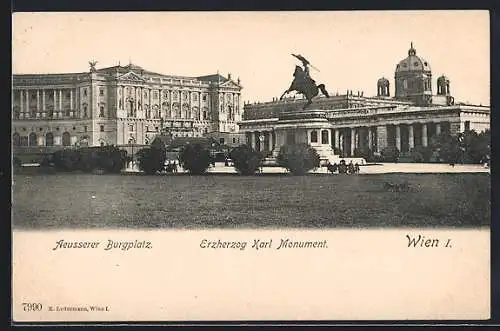 AK Wien, Aeusserer Burgplatz mit Erzherzog Karl Monument