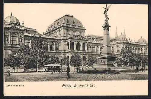 AK Wien, Strassenbahn vor der Universität