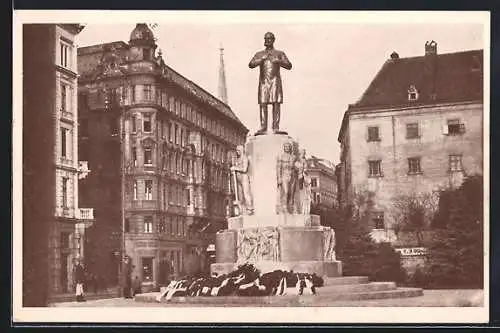 AK Wien, Lueger-Denkmal an der Wollzeile