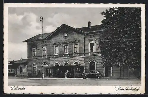 AK Eschweiler, Auto vor dem Hauptbahnhof