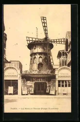 AK Paris, Le Moulin Rouge, Place Blanche