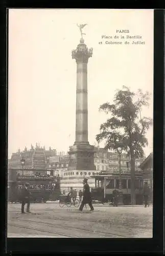 AK Paris, Place de la Bastille et Colonne de Juillet, Julisäule