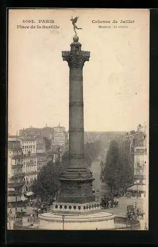 AK Paris, Place de la Bastille, Colonne de Juillet, Julisäule