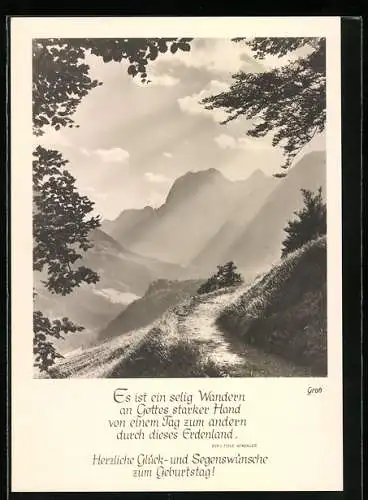 Foto-AK Ernst und Bernhard Groh: Berglandschaft im Sonnenschein