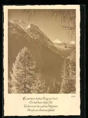 Foto-AK Ernst und Bernhard Groh: Gebirge im Sonnenschein