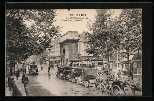 AK Paris, Le Boulevard et la Porte Saint-Martin