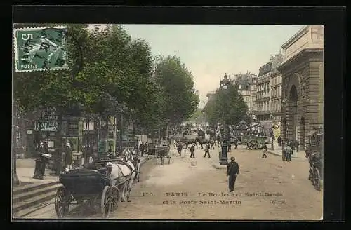 AK Paris, Le Boulevard Saint-Denis et la Porte Saint-Martin