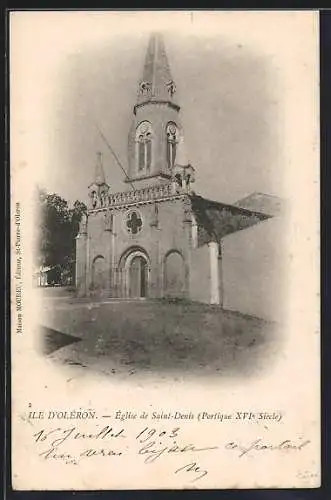 AK Saint-Denis /Île d`Oléron, Église de Saint-Denis, Portique XVIe Siècle