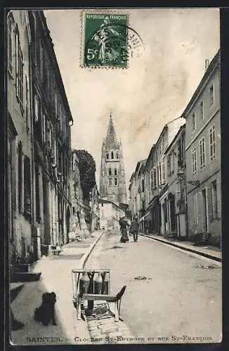 AK Saintes, Clocher St-Eutrope et Rue St-Francois