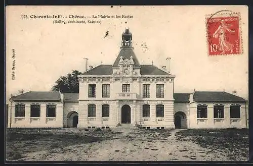 AK Chérac, La Mairie et les Ecoles, Bailly, architecte, Saintes