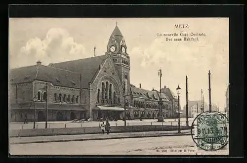 AK Metz, La Nouvelle Gare Centrale, Bahnhof