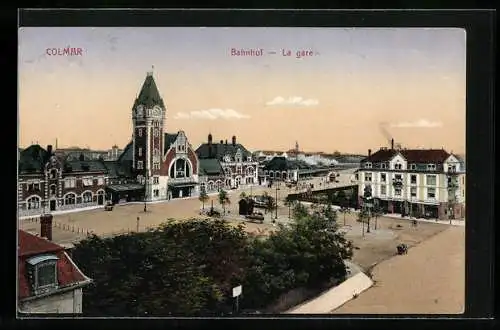 AK Colmar, Bahnhof mit Umgebung, la Gare