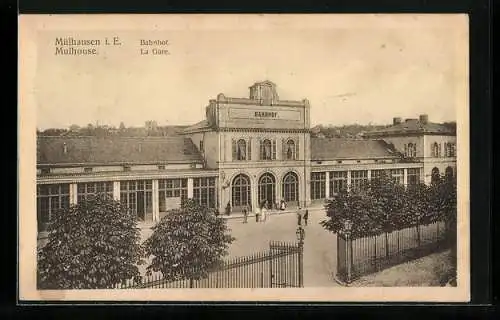 AK Mülhausen i. E., Blick auf den Bahnhof