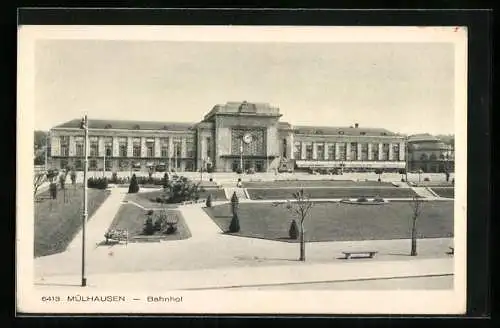 AK Mülhausen, Bahnhof mit Bahnhofsrestaurant