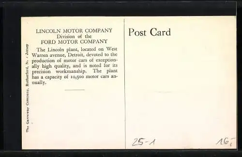 AK Dearborn, MI, Lincoln Motor Company, Divission of the Ford Motor Company, Autofabrik