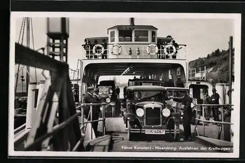 AK Konstanz, Autos verlassen die Fähre Konstanz-Meersburg