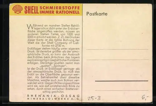 AK Rhenania - Ossa AG, Mineralölwerke AG, Shell, Bohrung und Findigwerden in unwegsamen Gelände